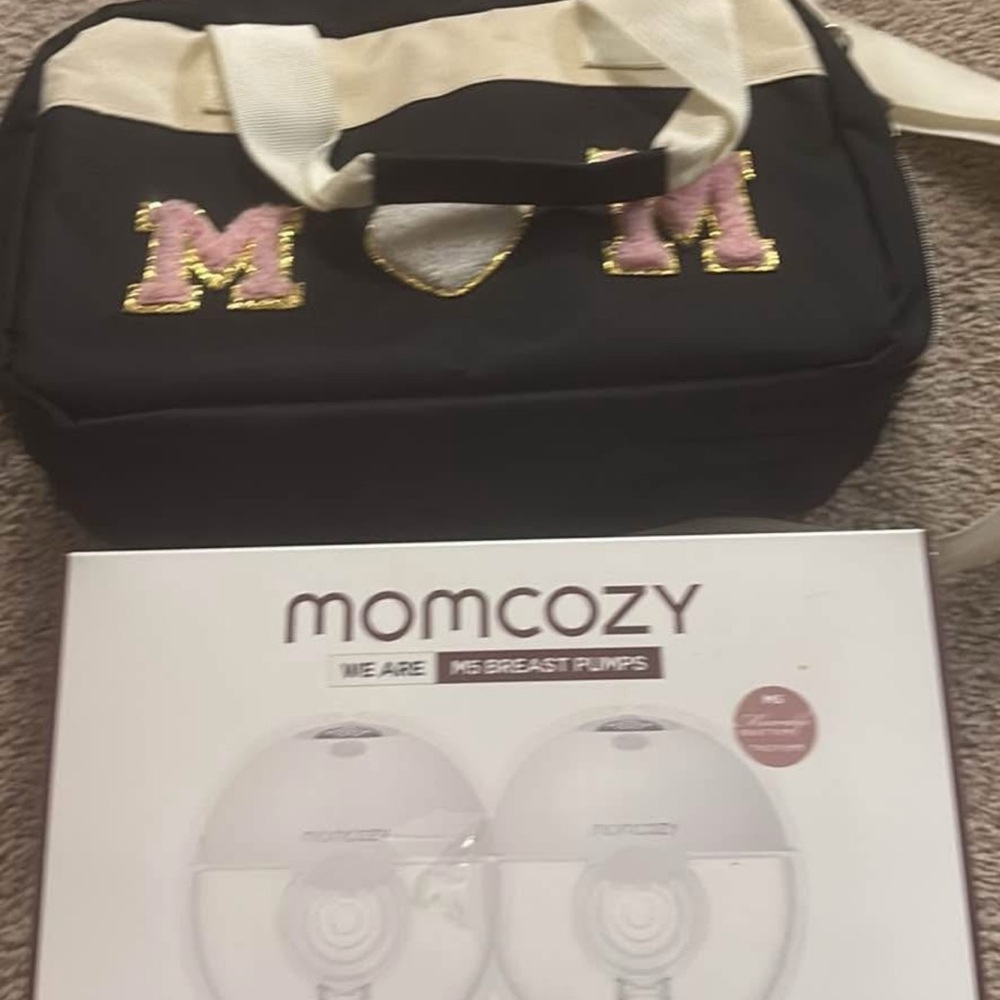 Momcozy Black and Cream Breast Pump Bag